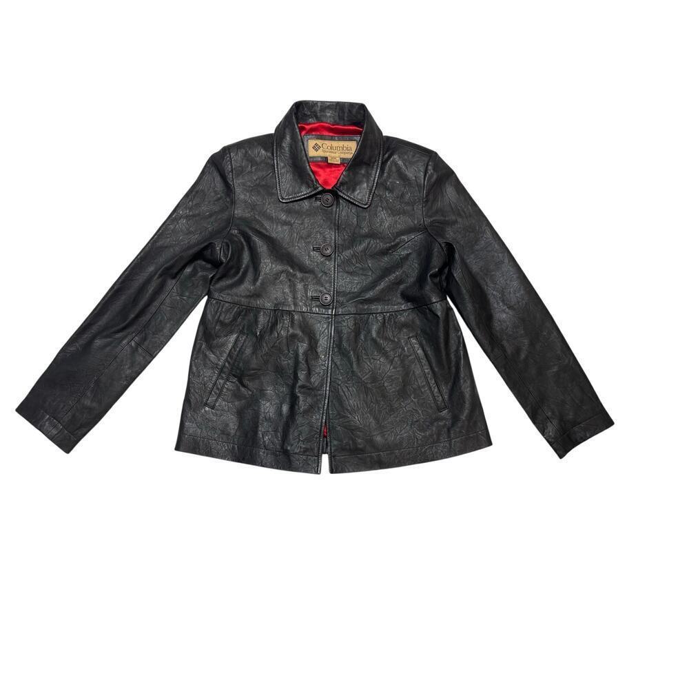 Columbia Sportswear Red Lined Leather Jacket SZ M